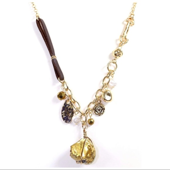 Mixed Charm Hematite Leather Necklace - Picture 8 of 11